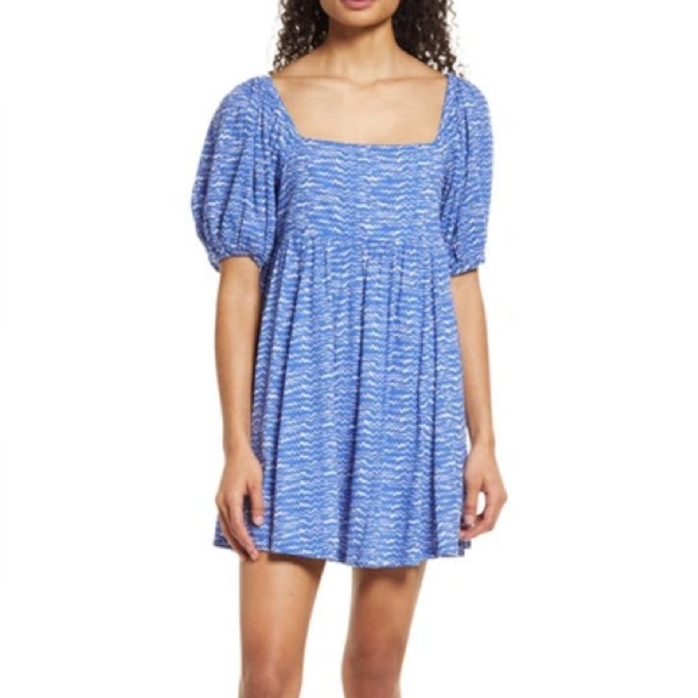 Melrose and Market Blue Puff Sleeve Dress